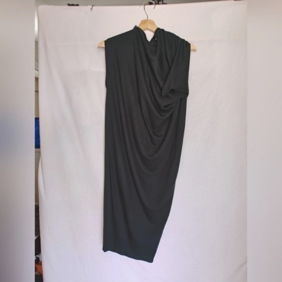 Lanvin Sleeveless Dress Green Draped Zipper Shoulder Cashmere‎ Jersey 2019 36 - Picture 11 of 12